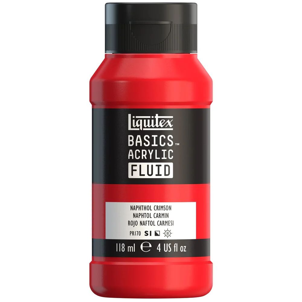Basics Acrylic Fluid Color - Naphthol Crimson - Image 2