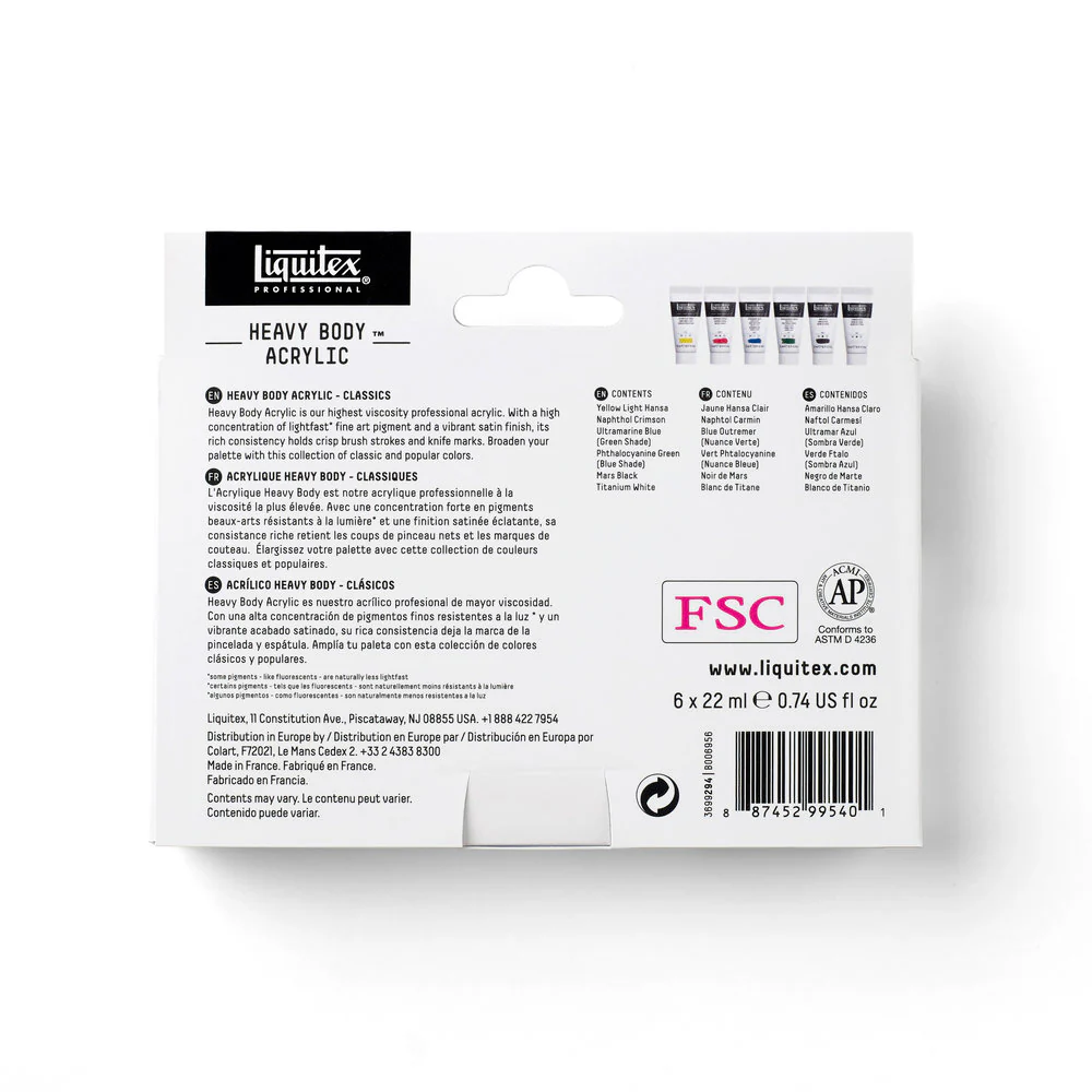 Heavy Body Acrylic Set - 6x22ml - Classics - Image 8