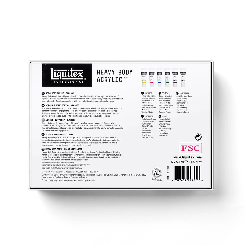 Heavy Body Acrylic Set - 6x59ml - Classics - Image 10