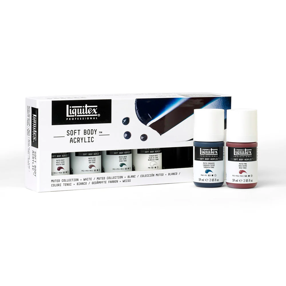 Soft Body Acrylic Set - 6x59ml - Muted Collection + White - Image 4